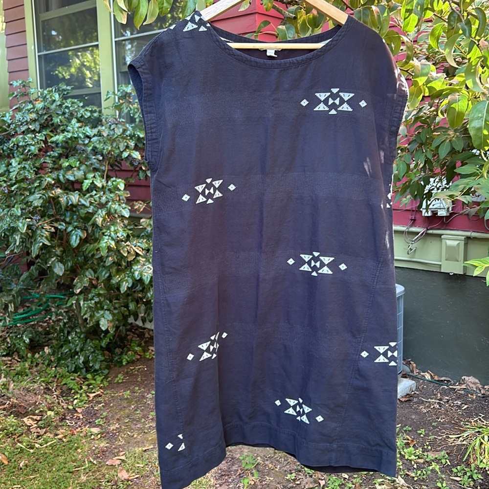 Eileen Fisher Blue Cotton Summer Dress -M